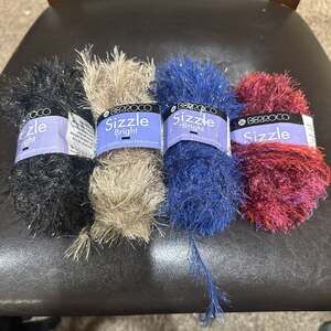 Lot of 7 Novelty Eyelash Yarns - Plassard/K1C2 Moulin Rouge/Berroco/Partial